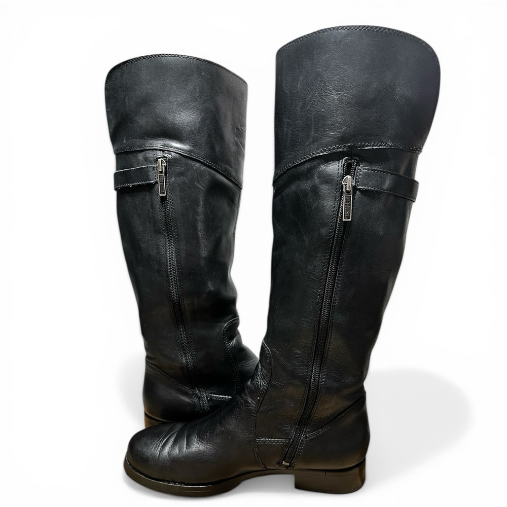 Harley-Davidson 13” Knee High Black Leather Zipper Heeled Motorcycle Boot - Picture 4 of 16